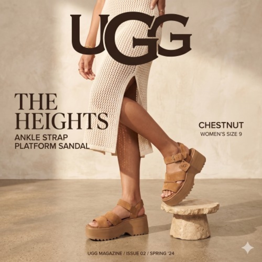 UGG Heights Ankle Strap Platform Sandal Chestnut Women's‎ Size 9